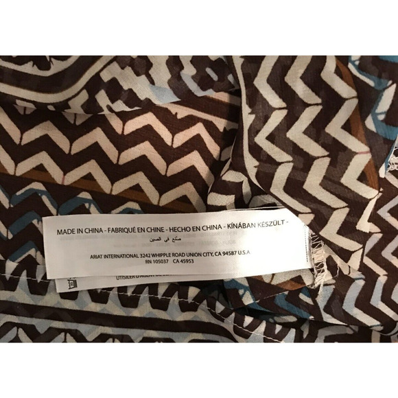 Ariat Aztec Print Sheer V-Neck Blouse with Beaded Neckline - Size Large - Picture 5 of 12